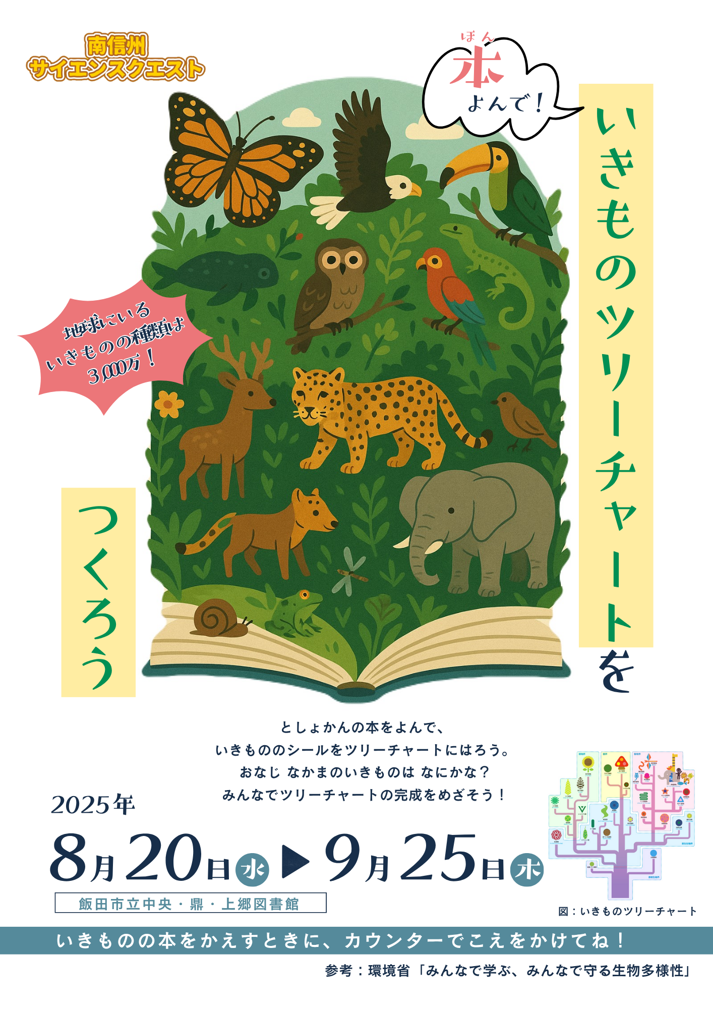 「本よんで！いきものツリーチャートをつくろう」チラシ